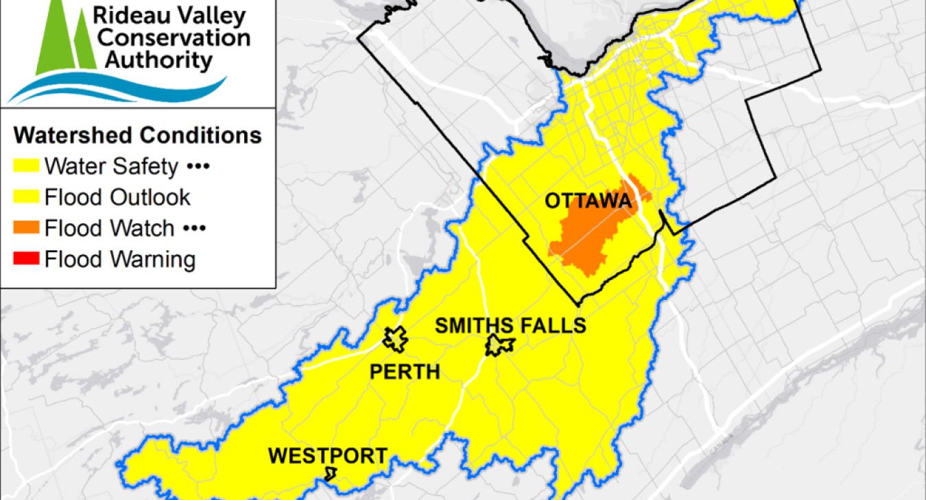 A map showcasing parts of North Gower is under a flood watch.